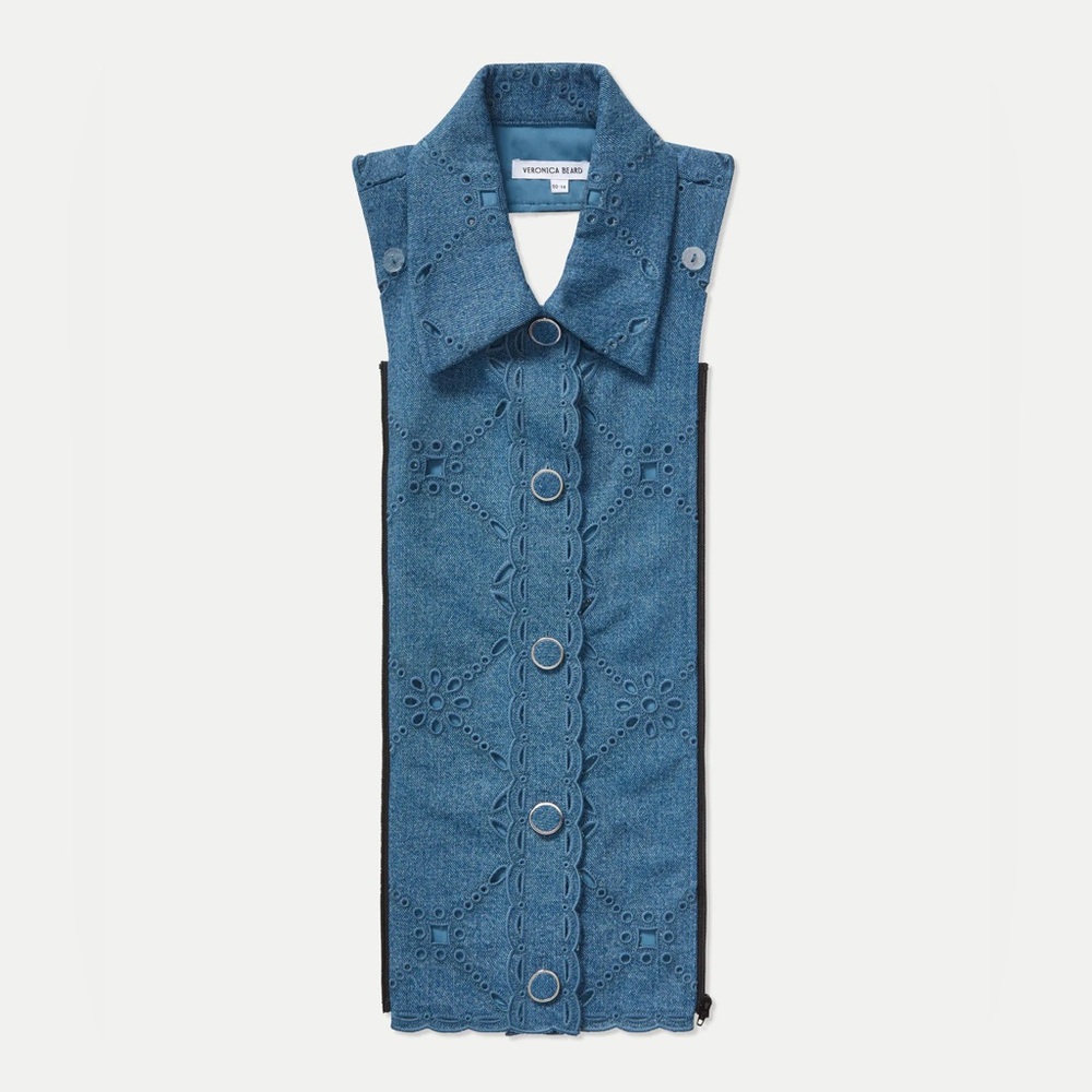 Veronica beard Dickey insert eyelet denim blue Gretel $298 nwt 00-14